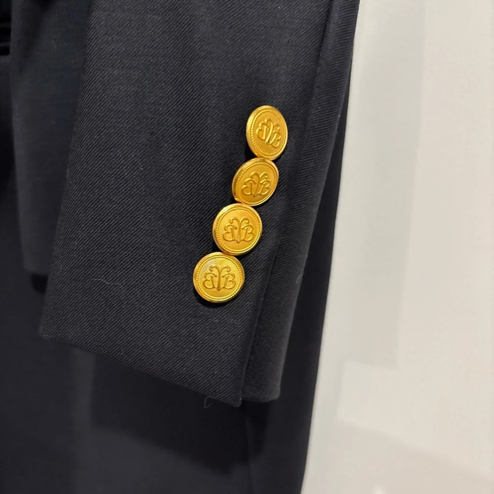 Classic Men's Black Blazer with Gold Buttons